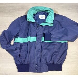 VTG 90s Premium Legends Apparel Windbreaker  Jacket Men's L Green Blue Full Zip